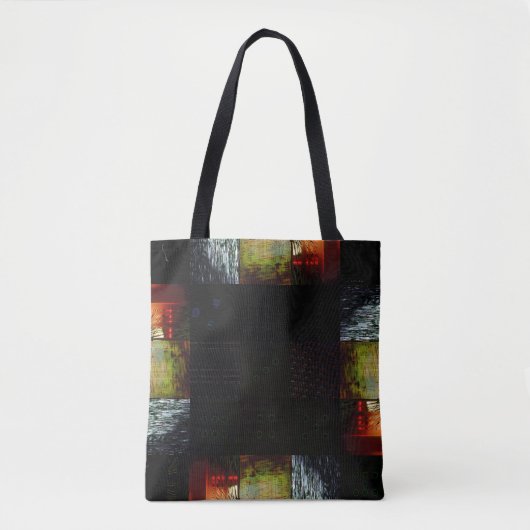 Abstrakte Glitch-Art-Digitale Verzerrung Raster Tasche (Vorderseite)