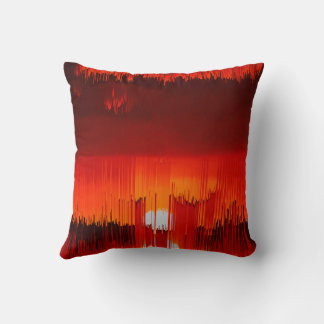 Abstrakte Glitch-Sonnenuntergangslandschaft Kissen