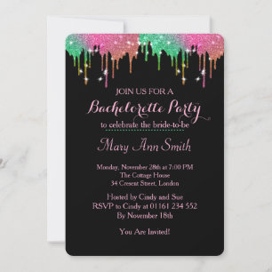 Abstrakte Glitter-Tropf-Junggesellenparty Einladung