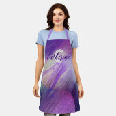 Abstrakte Glittering Neon Magenta Name & Monogramm Schürze (Getragen)