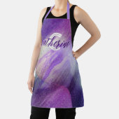 Abstrakte Glittering Neon Magenta Name & Monogramm Schürze (InSitu)