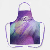 Abstrakte Glittering Neon Magenta Name & Monogramm Schürze (Vorderseite)