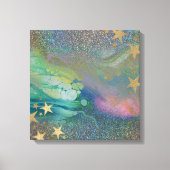 Abstrakte Glittery Stars flüssig Pour Paint Leinwanddruck (Vorderseite)