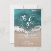 Abstrakte, glitzernde Hochzeit am Ozean Dankeskarte (Vorderseite)