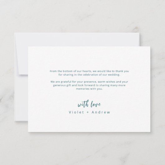 Abstrakte, glitzernde Hochzeit am Ozean Dankeskarte (Rückseite)