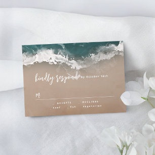 Abstrakte, glitzernde Hochzeit am Ozean RSVP Karte