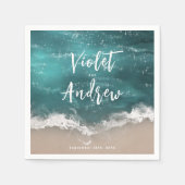 Abstrakte, glitzernde Hochzeit am Ozean Serviette (Vorderseite)