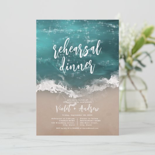 Abstrakte, glitzernde Probe Abendessen Einladung (Stehend Vorderseite)