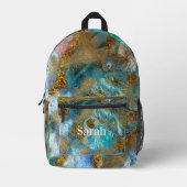 Abstrakte Gold Aquamarine Imitate Fohlen Glitzer N Bedruckter Rucksack (Vorderseite)