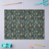 Abstrakte Gold-Blätter auf Green Decoupage Seidenpapier (Basteln)