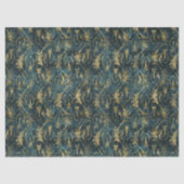 Abstrakte Gold-Blätter auf Green Decoupage Seidenpapier (Vorderseite)