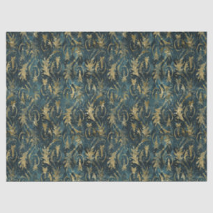 Abstrakte Gold-Blätter auf Green Decoupage Seidenpapier