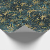 Abstrakte Gold-Blätter auf Green Geschenkpapier (Ecke)