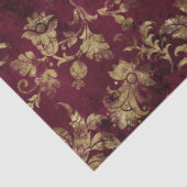 Abstrakte Gold-Blume auf Red Decoupage Seidenpapier (Detail)