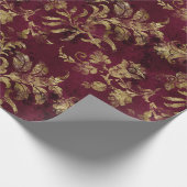 Abstrakte Gold-Blume in Rot Geschenkpapier (Ecke)