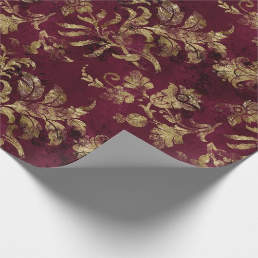 Abstrakte Gold-Blume in Rot Geschenkpapier (Ecke)