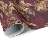 Abstrakte Gold-Blume in Rot Geschenkpapier (Rolleneckpunkt)