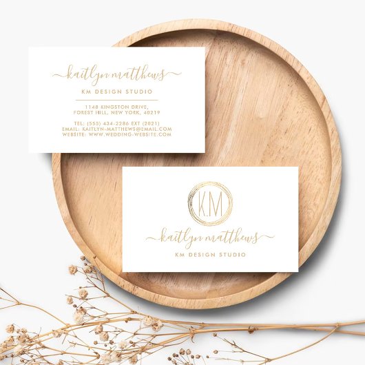 Abstrakte Gold Circle Monongram Business Card Visitenkarte