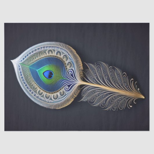 Abstrakte Gold Pfauenfeder Illustration Groß Seidenpapier (Vorderseite)