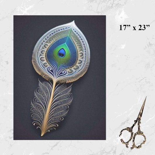 Abstrakte Gold Pfauenfeder Illustration Groß Seidenpapier