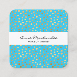 Abstrakte Gold Polka Dots auf Baby Blue Quadratische Visitenkarte