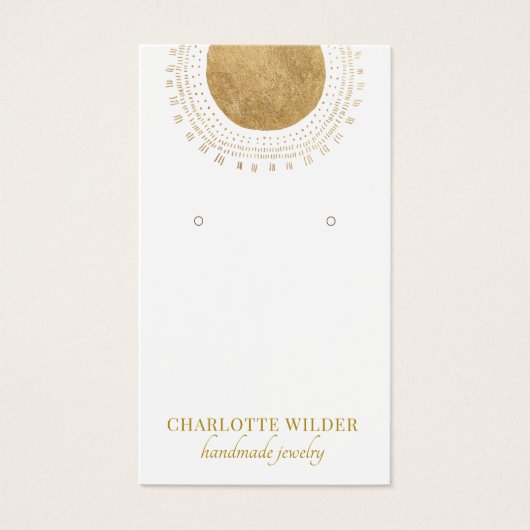 Abstrakte Gold Sun Foil Circle Earring Display Car (Vorderseite)