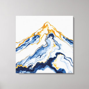 Abstrakte Gold- und Blaue Marmor-Berg-Leinwandkuns Leinwanddruck