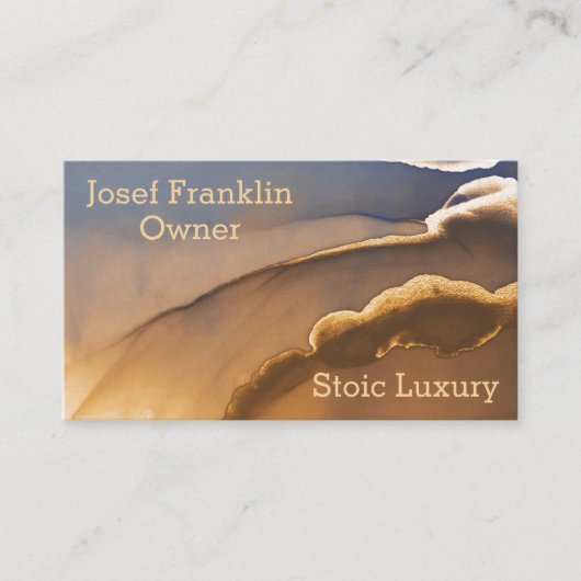 Abstrakte Gold- und Blue-Alcohol-Tinte-Visitenkart Visitenkarte (Vorderseite)