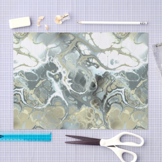 Abstrakte Gold- und Graue Marmorsteinflüssigkeit Seidenpapier (Handwerk)