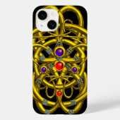 ABSTRAKTE GOLD ZELLTIKKNOTEN, FARBHAFTE GEMS Black Case-Mate iPhone Hülle (Rückseite)