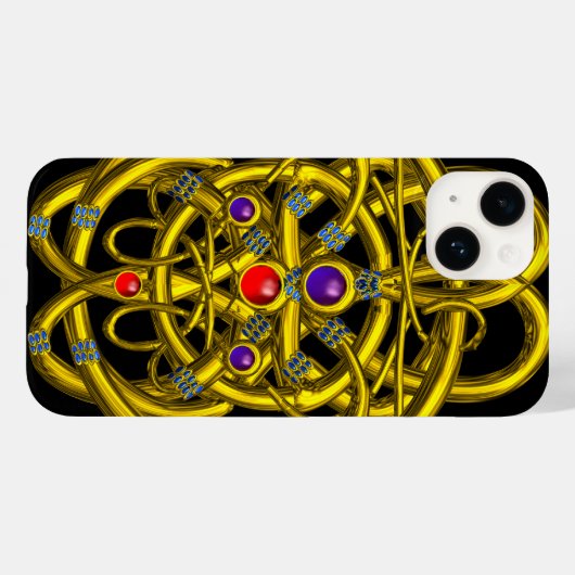 ABSTRAKTE GOLD ZELLTIKKNOTEN, FARBHAFTE GEMS Black Case-Mate iPhone Hülle (Rückseite (Horizontal))