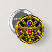 ABSTRAKTE GOLD-ZELLTIKKNOTEN MIT FARBEN GEMSTONS BUTTON (Vorne & Hinten)