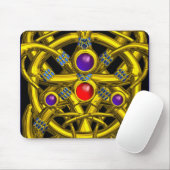 ABSTRAKTE GOLD-ZELLTIKKNOTEN MIT FARBEN GEMSTONS MOUSEPAD (Mit Mouse)