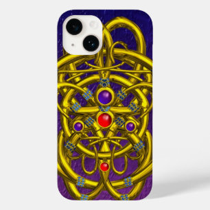 ABSTRAKTE GOLD-ZELLTIKKNOTEN MIT GEMSTONEN Lila Case-Mate iPhone 14 Hülle