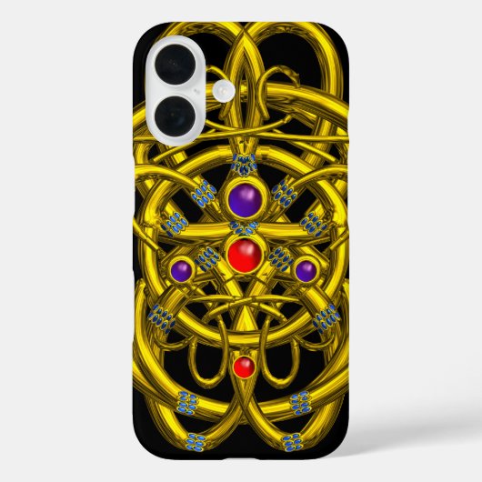 ABSTRAKTE GOLD-ZELLTIKKNOTEN MIT GEMSTONS Case-Mate iPhone HÜLLE (Rückseite)