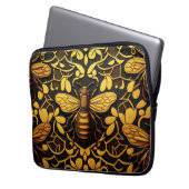Abstrakte Goldbiene. Goldenes Blumeninsektenmuster Laptopschutzhülle (Vorderseite Links)