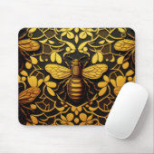 Abstrakte Goldbiene. Goldenes Blumeninsektenmuster Mousepad (Mit Mouse)
