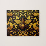 Abstrakte Goldbiene. Goldenes Blumeninsektenmuster Puzzle<br><div class="desc">Abstrakte Goldbiene und goldenes Blumenmuster Puzzle in schwarz-gelber Farbe.</div>