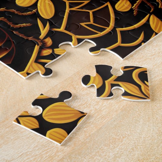 Abstrakte Goldbiene. Goldenes Blumeninsektenmuster Puzzle (Seite)