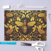 Abstrakte Goldbiene. Goldenes Blumeninsektenmuster Seidenpapier (Handwerk)