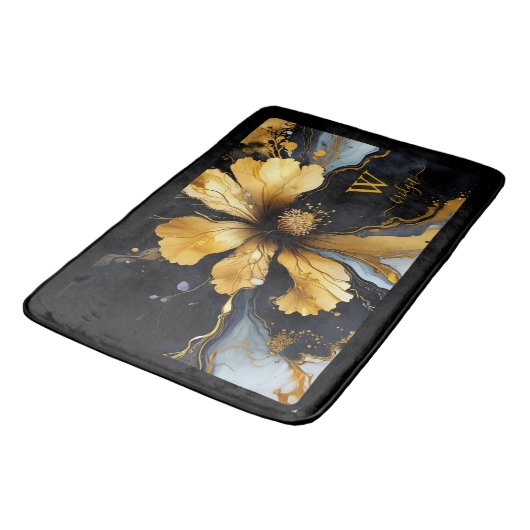 abstrakte Goldblüte Badematte (Schrägansicht)