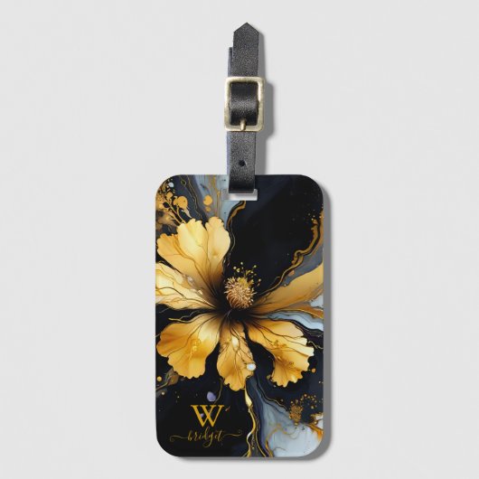 abstrakte Goldblüte Gepäckanhänger (Vorderseite Vertikal)