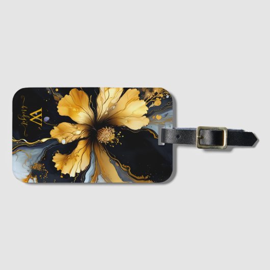 abstrakte Goldblüte Gepäckanhänger (Vorderseite (Horizontal))