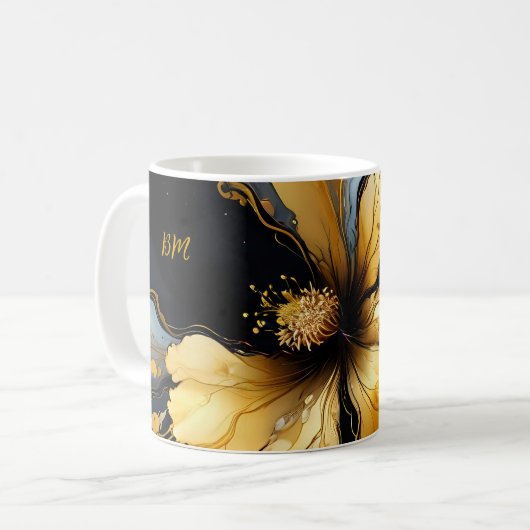 abstrakte Goldblüte Kaffeetasse (Vorderseite Links)