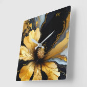 abstrakte Goldblüte Quadratische Wanduhr (Winkel)