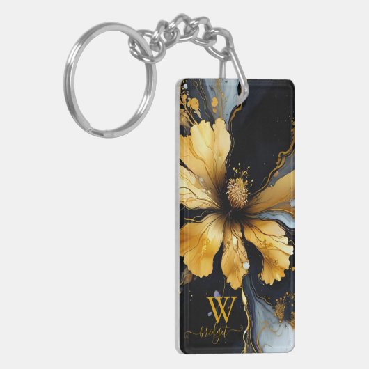 abstrakte Goldblüte Schlüsselanhänger (Vorderseite links)