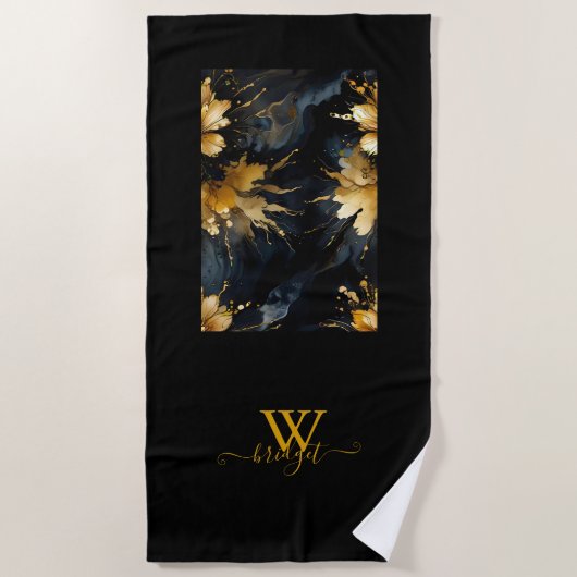 abstrakte Goldblüte Strandtuch (Vorderseite)