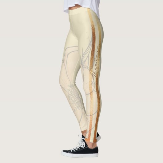Abstrakte Goldcreme Leggings (Links)