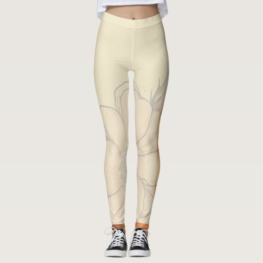 Abstrakte Goldcreme Leggings (Vorderseite)