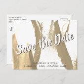 Abstrakte Golden Tulip Floral Wedding Save the Dat Ankündigungspostkarte (Vorne/Hinten)